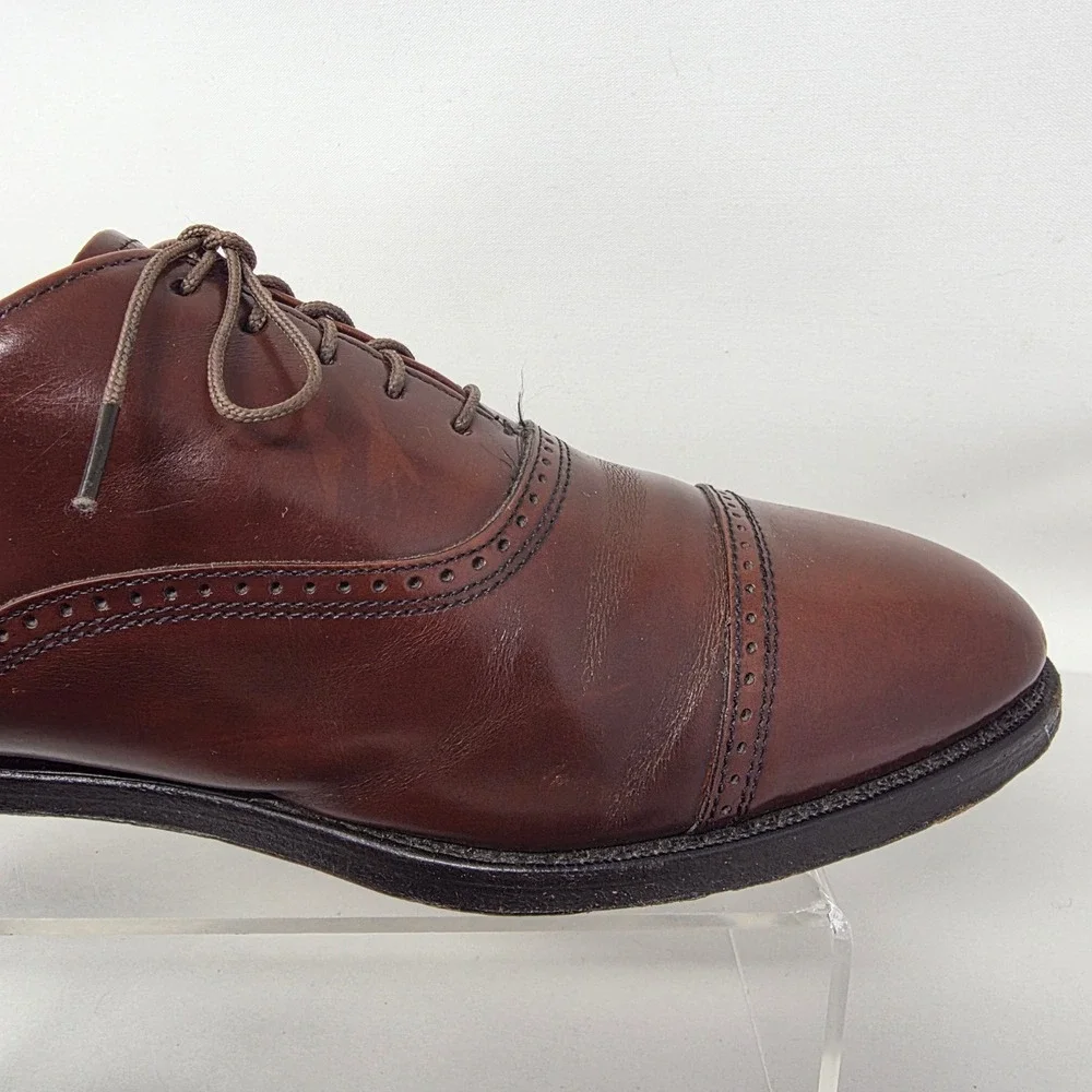 Nuflex Prime Oxford Shoes Mens 12 Cap Toe Brown Leather Brogue Made in USA